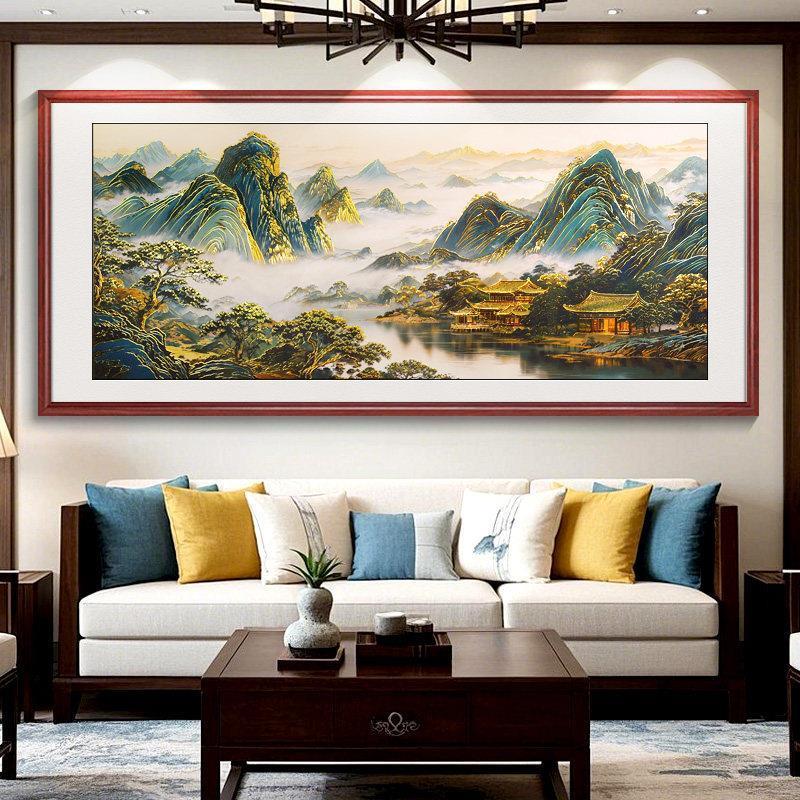 背有靠山立体浮雕山水画挂画客厅沙发背景墙装饰画聚财餐厅风景画