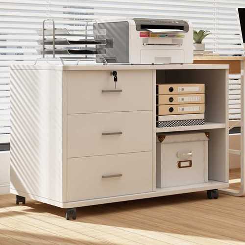 文件柜落地办公室带轮移动收纳柜储物柜带锁抽屉柜子桌下矮柜边柜