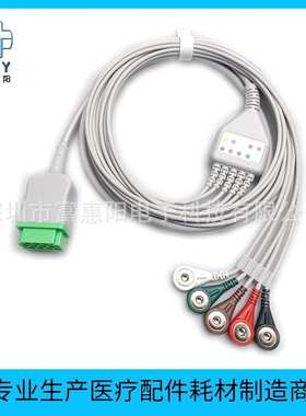 兼容GE马奎Dash3000 B30 Solar8000 监护仪5导联扣子心电导联线