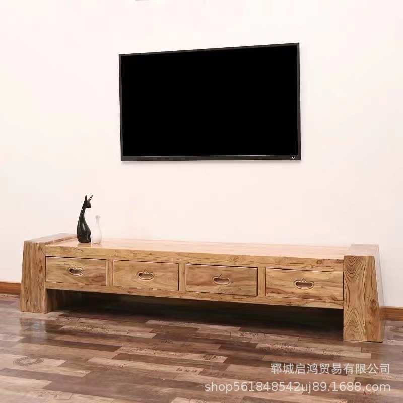 老榆木电视柜客厅长方形视听柜厂家发货新中式风格储物柜地柜木制