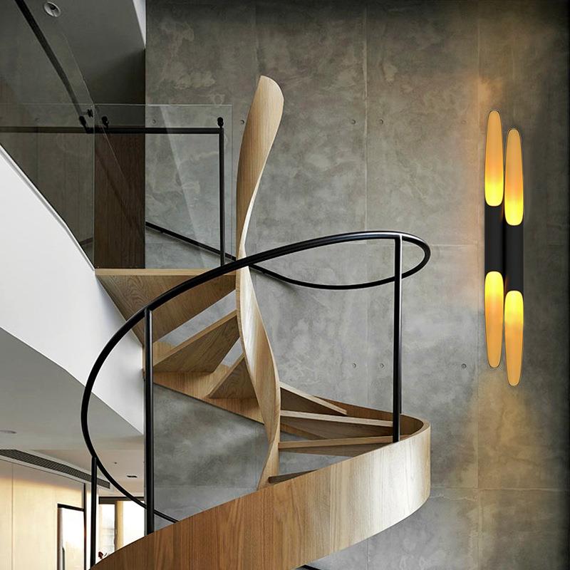 后现代飞机竹筒壁灯 工业风北欧铝艺餐厅咖啡店走廊过道LED墙壁灯