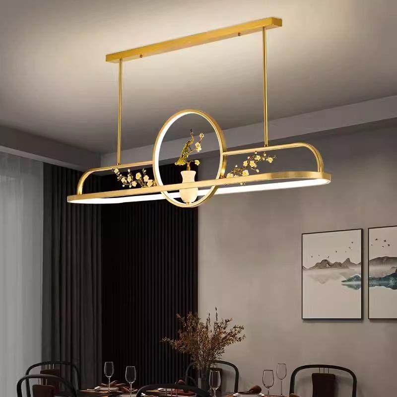 全铜新中式餐厅吊灯现代中式饭厅餐桌灯禅意茶室茶桌吧台书房灯具