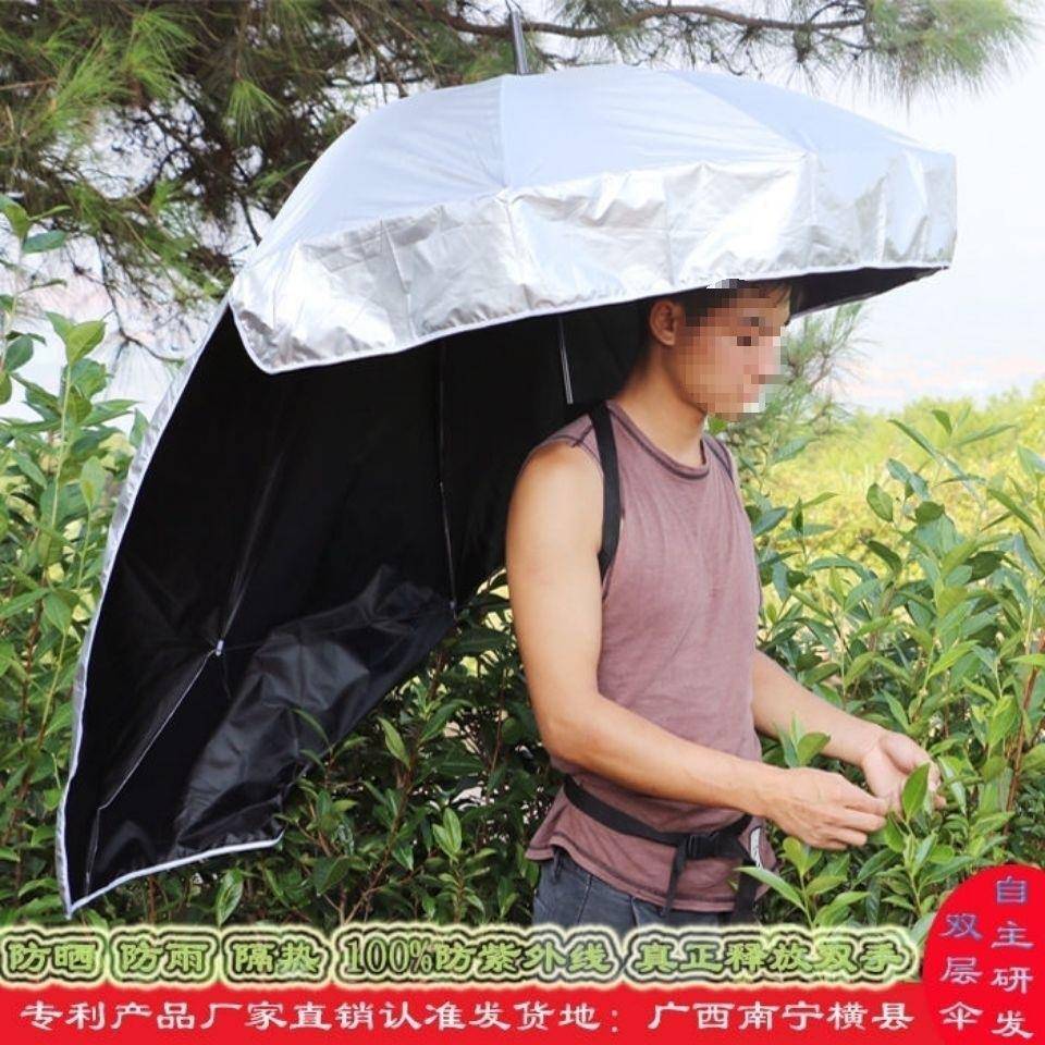 可背式遮阳伞头伞伞帽大号头戴头顶伞 防紫外线斗笠伞 背伞背式无