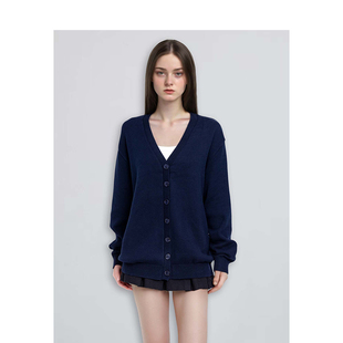 BM针织开衫女2026新款纯色宽松显瘦慵懒风百搭高级感外搭外套上衣