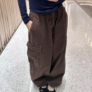 BM长裤女2026新款抽绳工装裤宽松显瘦美式复古直筒休闲裤阔腿裤