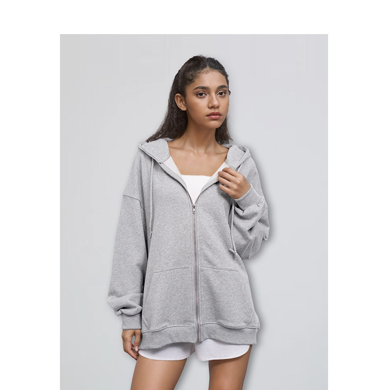 BM卫衣女2026新款爆款纯灰色秋冬上衣连帽美式高街宽松外套卫衣潮