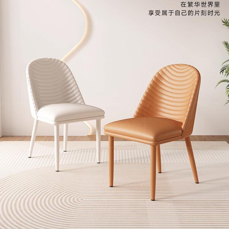 帕沙曼 餐椅家用奶油风家用新款小户型PU皮高回弹舒适靠背椅子