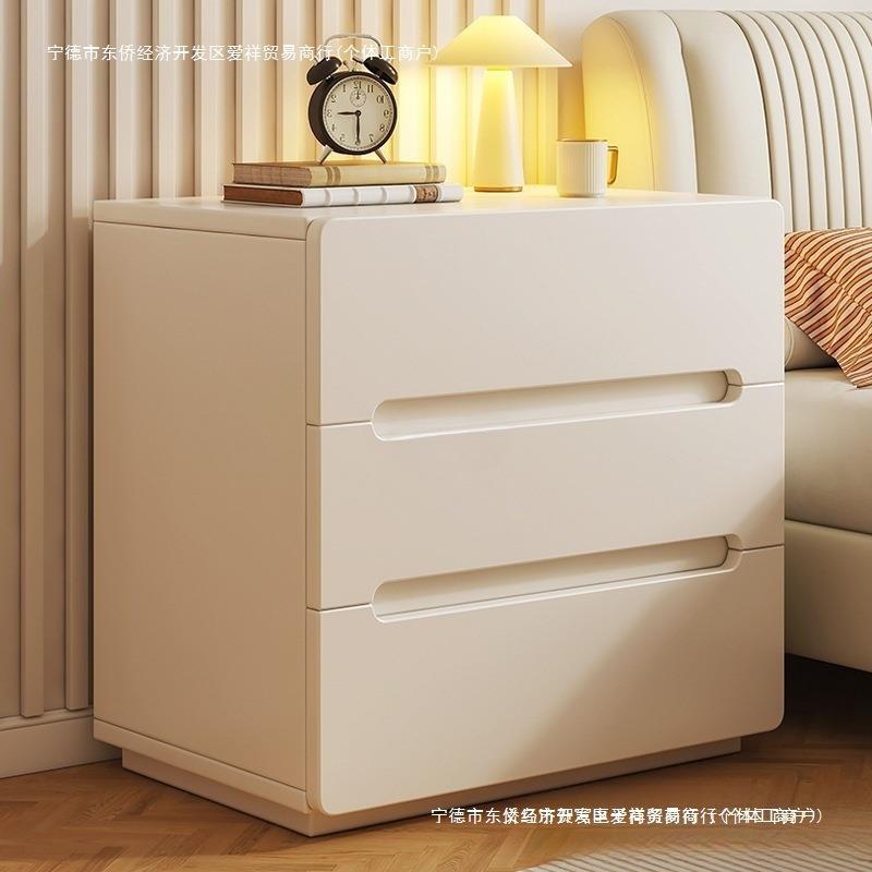 实木床头柜小型家用床边柜卧室床头收纳柜现代简约奶油风置物柜