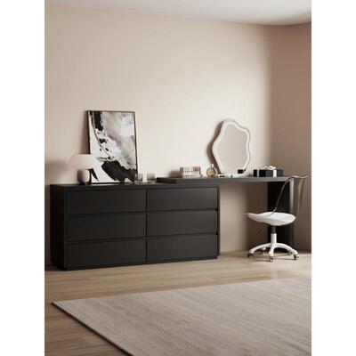 XKS04-B妆台黑色梳妆台斗柜一体现代简约实木化妆桌卧室新款轻奢