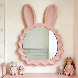 创意兔耳朵异形化妆镜ins高颜值可爱装饰镜北欧不规则艺术化妆镜