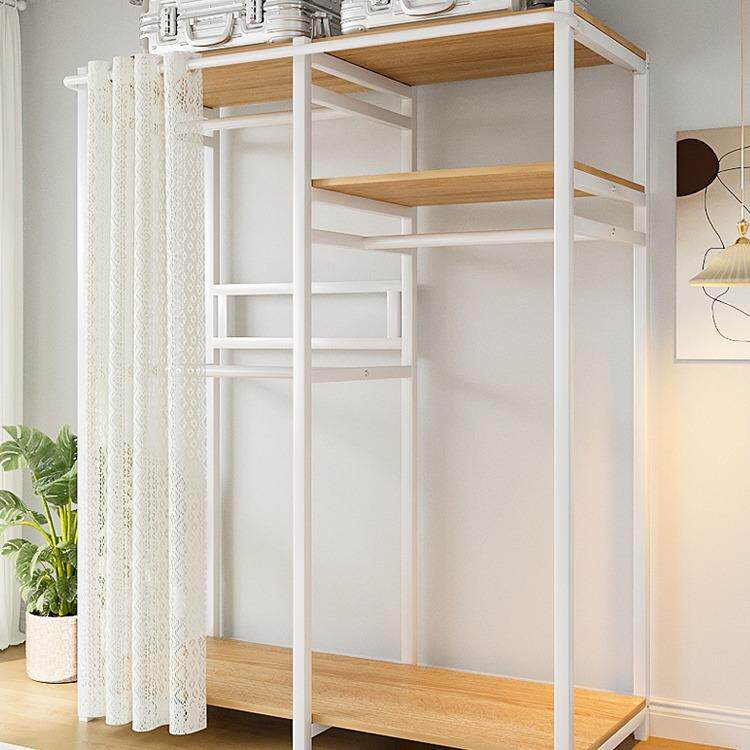 简易衣柜家用卧室布衣柜结实耐用钢架结构组装挂衣架全封闭拉帘款