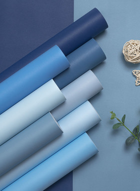 轻奢北欧风格雾霾蓝色q无纺防水素色纯色静面墙纸家用卧室背景壁