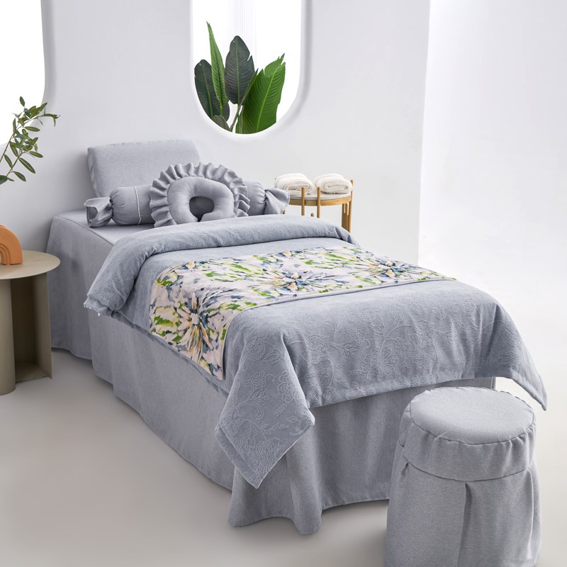 夏蜜新款美容床罩四件套高档w奶油风四季通用美容院按摩床专用床