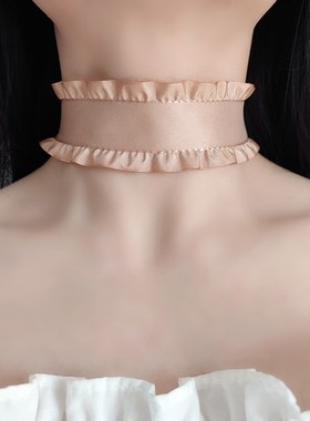 气质颈链宽边g遮颈纹脖子装饰挡脖子疤痕颈部饰品荷叶边脖链脖圈