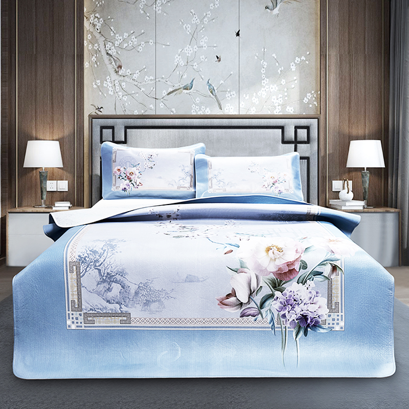 【特厚】彩绘头层水牛皮凉席可折叠真皮软床席子1.V8m床上三件套