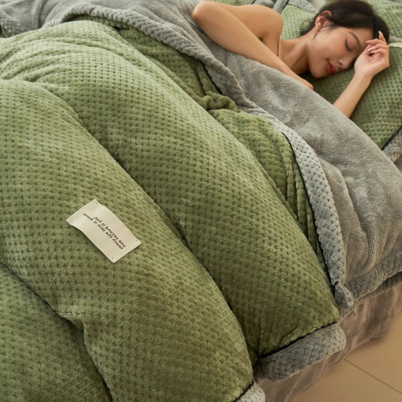 冬季牛奶绒被套单件加厚保暖珊瑚绒加绒被罩180x22V0床单三四件套