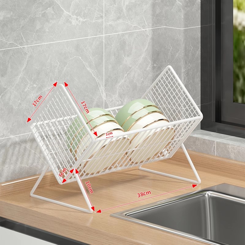 极简厨房沥水碗盘架家用台面碗碟收纳层架子用品多功V能放碗筷置