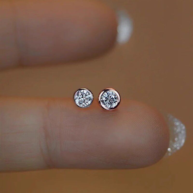 S925b莫桑石耳钉泡泡10分50分主石网红圆形耳饰男女款精致轻奢耳