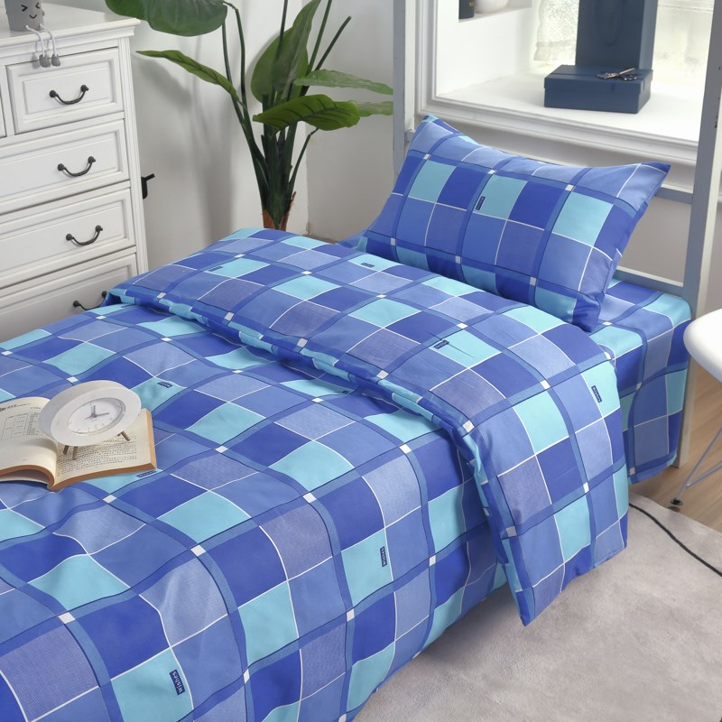 学生宿舍床单被套三件套寝室蓝色被套单件天蓝色学生Y单人床品套