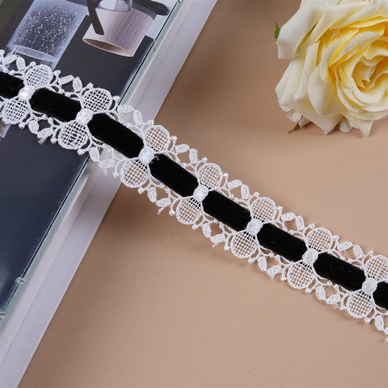 窗帘花边法式赫本风窗纱幔头拼接绒带水溶小L边抱枕包边辅料M-946