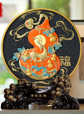 福禄如意福鹿葫芦摆m件乔迁新居礼品工艺品玄关柜酒柜博古架装饰