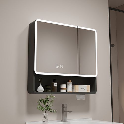 加厚太空铝智能浴室镜柜挂墙w式卫生间单独美妆镜子带置物镜箱收