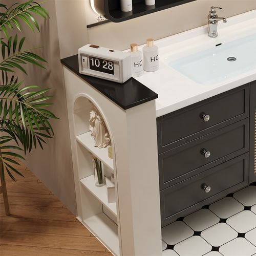 法式卫生间半墙柜隔断p柜浴柜侧柜边柜干湿分离防水柜洗手台侧边