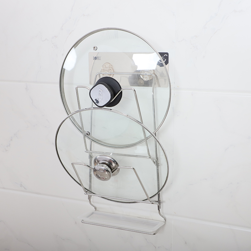 不锈钢锅盖置物架收纳免打孔x厨房放东西架子壁挂式家用沥水锅盖