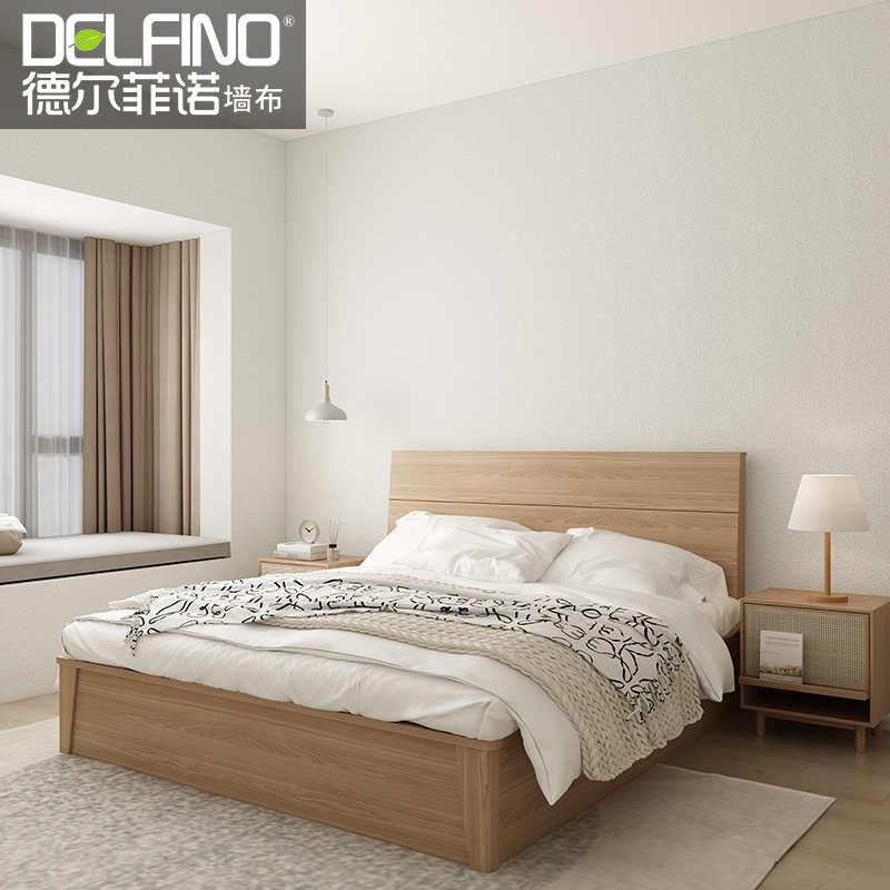 2024新款现代简约墙布无缝全屋卧F室客厅高端壁纸亚麻白色壁布