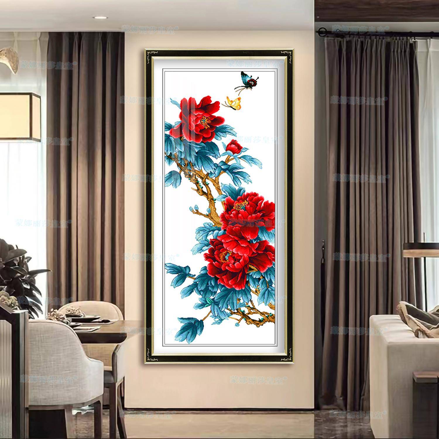 【折扣价】十字绣蓝田紫运之富贵花开手工绣38色非满绣无勾边