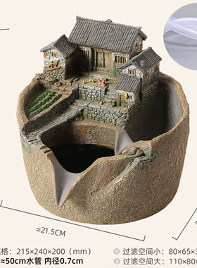 古法养鱼流水罐大号循环水过滤庭院装饰摆件水景假V山喷泉景观鱼