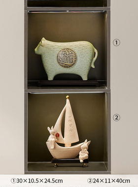 马上有钱a摆件陶瓷招财办公室领导高档装饰酒柜工艺礼品摆饰新店