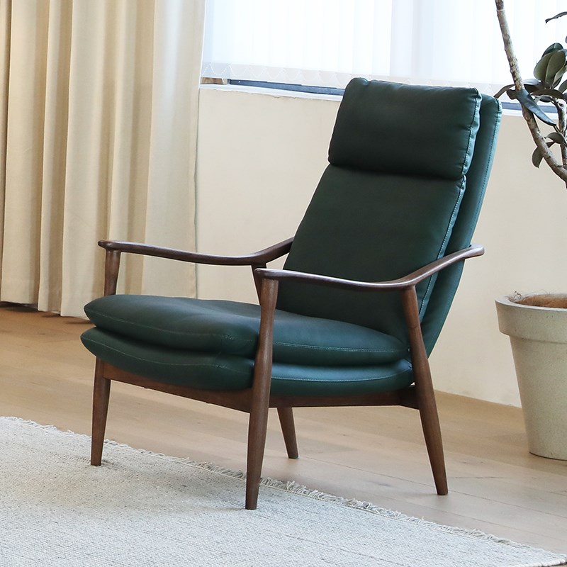 北美黑胡桃木阳台休闲椅家用客A厅实木真皮沙发椅网红单人沙发单