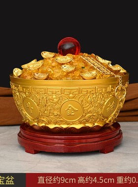 纯铜聚宝盆摆件黄铜存钱罐店铺客厅家用全铜实心T铜盆铜缸大号铜