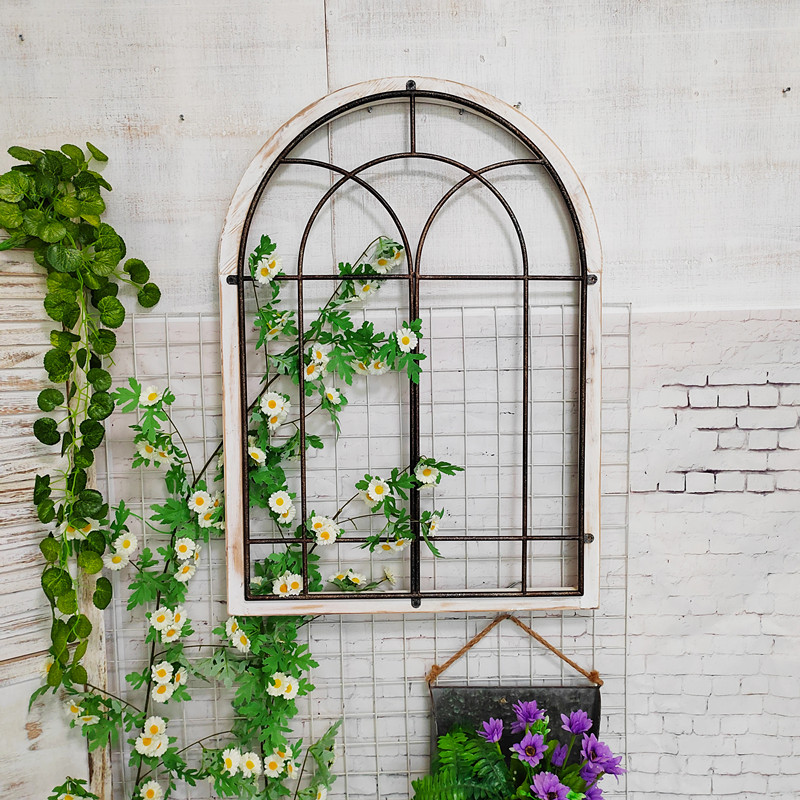 法式装饰窗室内花园庭院背景墙遮丑民宿春季仿古实木.假窗户壁挂