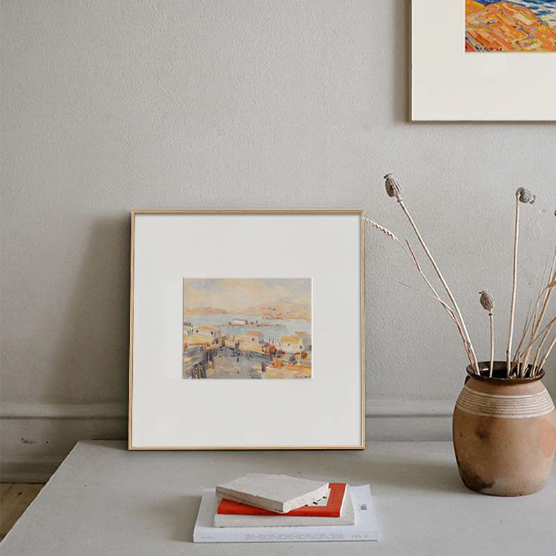 乡景 北欧小清新大海风景装饰画正方形客厅三联挂画玄关飘窗摆画图片
