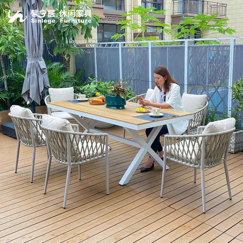 馨宁居户外桌椅室外民宿藤编椅子桌子庭院露台花园遮阳伞休闲桌椅