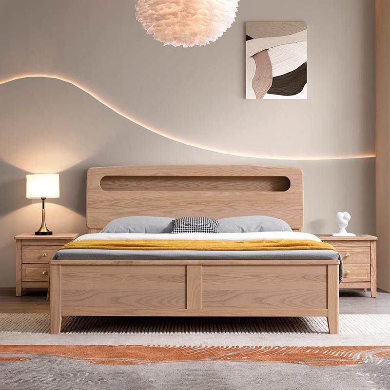 北欧白蜡木实木床1.8M主卧双人床现代简约经济型出租屋公寓卧室床