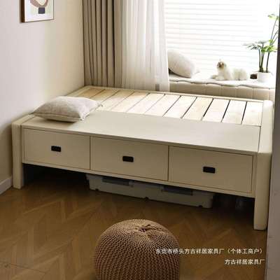 榻榻米床架子排骨架床柜一体多功能尺寸抽屉储物无床头小户型实木