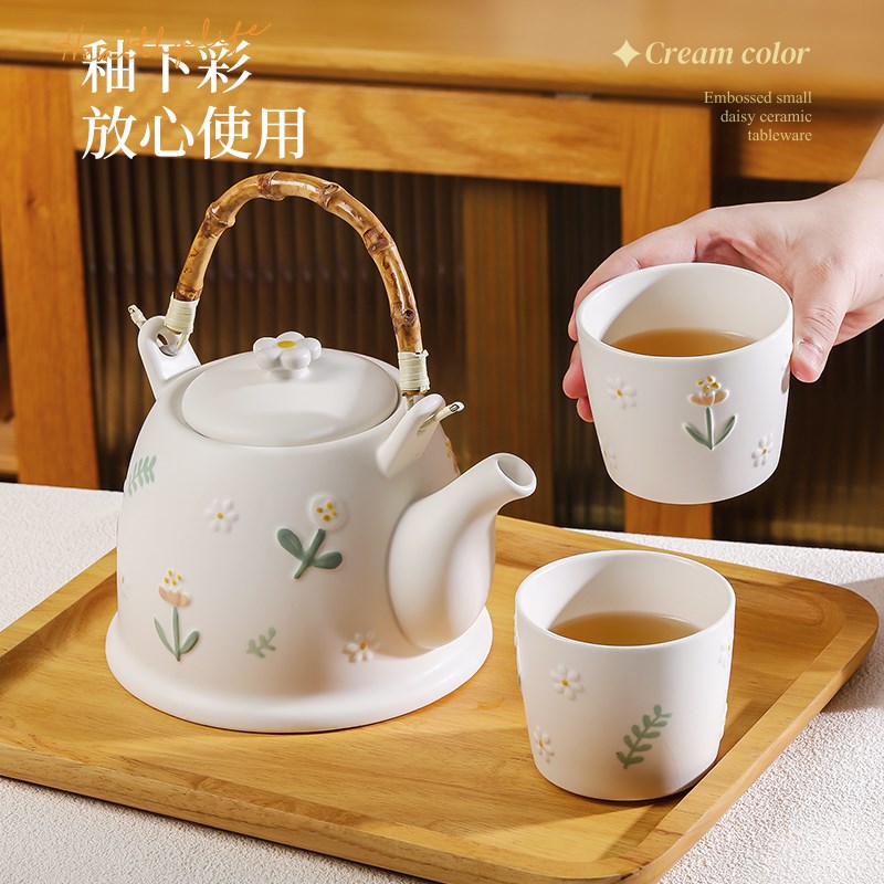 小雏菊陶瓷茶壶泡茶家用2025新款下午茶具套装一人用女士大容量壶