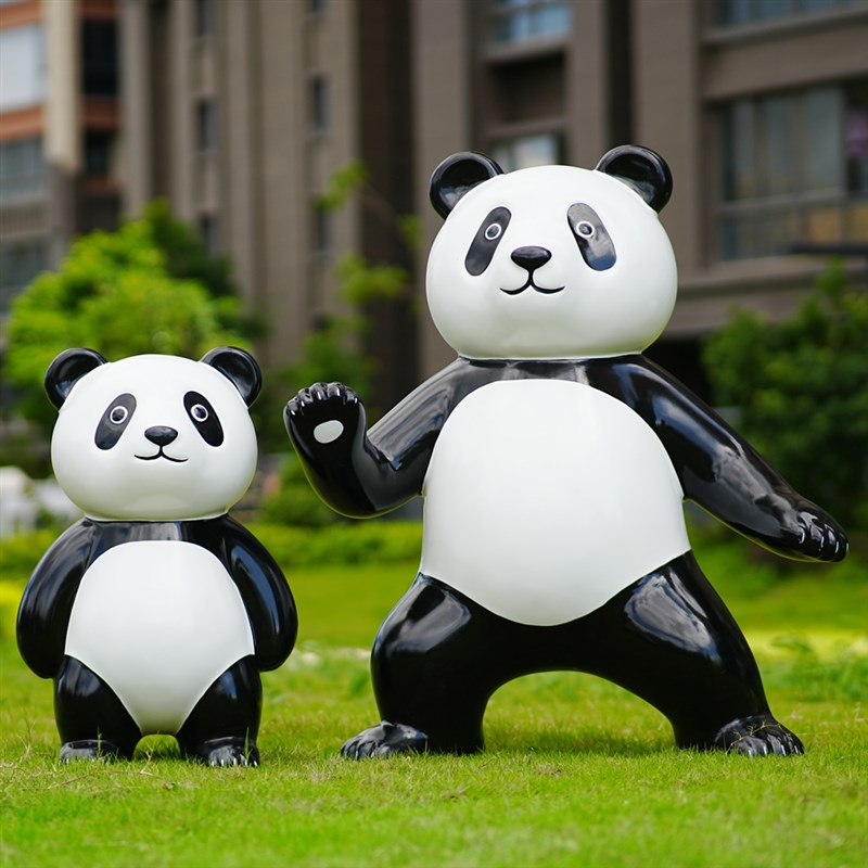 熊猫雕塑卡通动物幼儿园林景观小品商场景区户外草坪美陈装饰品