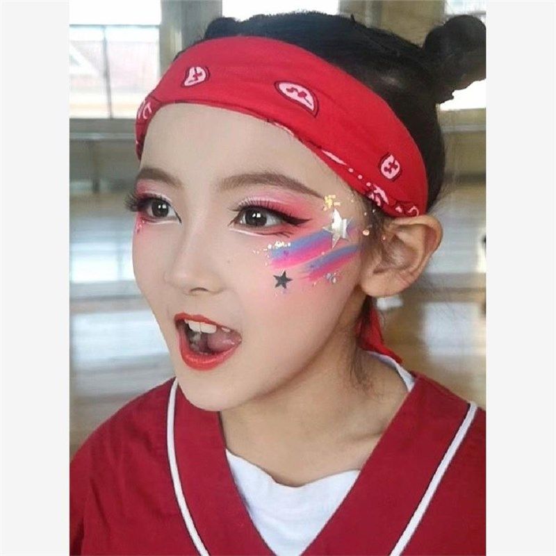 运动会脸部彩绘六一舞台表演星星贴纸脸部彩绘啦啦队节日街舞体操
