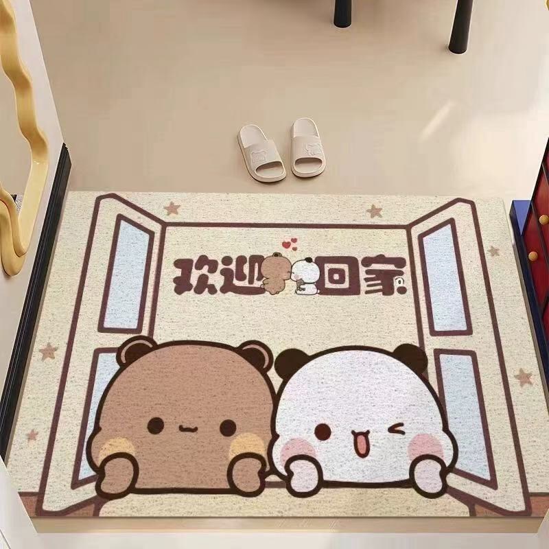 可爱卡通一二布布丝圈入户门地垫进门脚垫耐脏防滑地毯可剪裁门垫