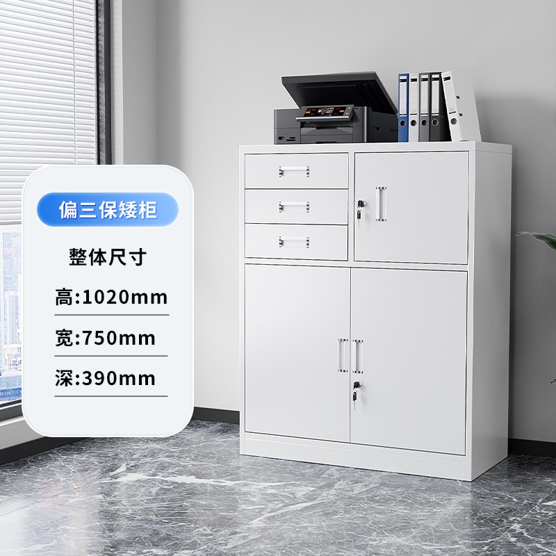 #办公室加厚带锁铁皮文件柜钢制多斗柜目录柜打印机置物柜桌边矮