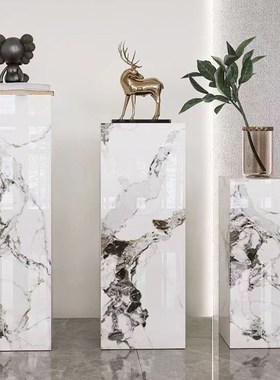 售楼处商场酒店餐厅办公室内公司转角落地岩板花架底座装饰品摆件