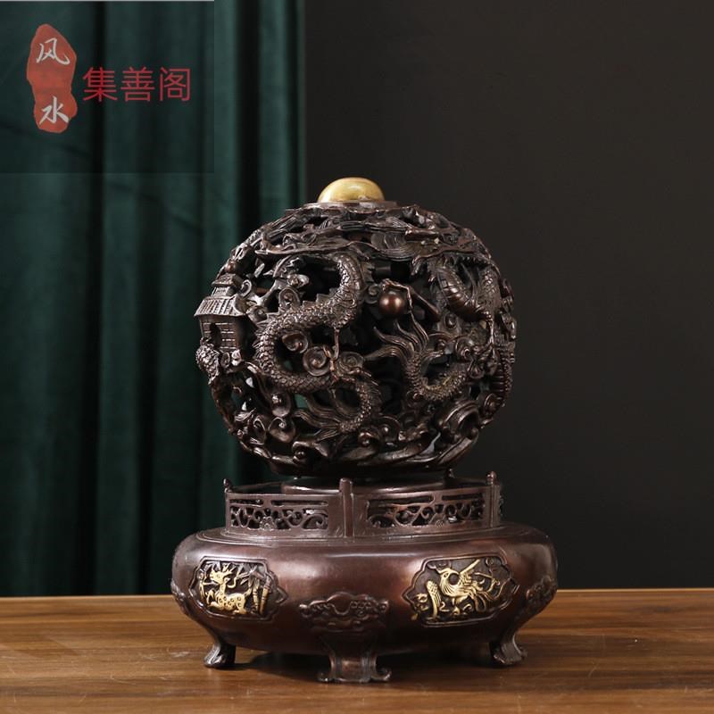 铜九转乾坤青龙鼎摆件时来运转球九龙戏珠家居办公室店铺开业礼品