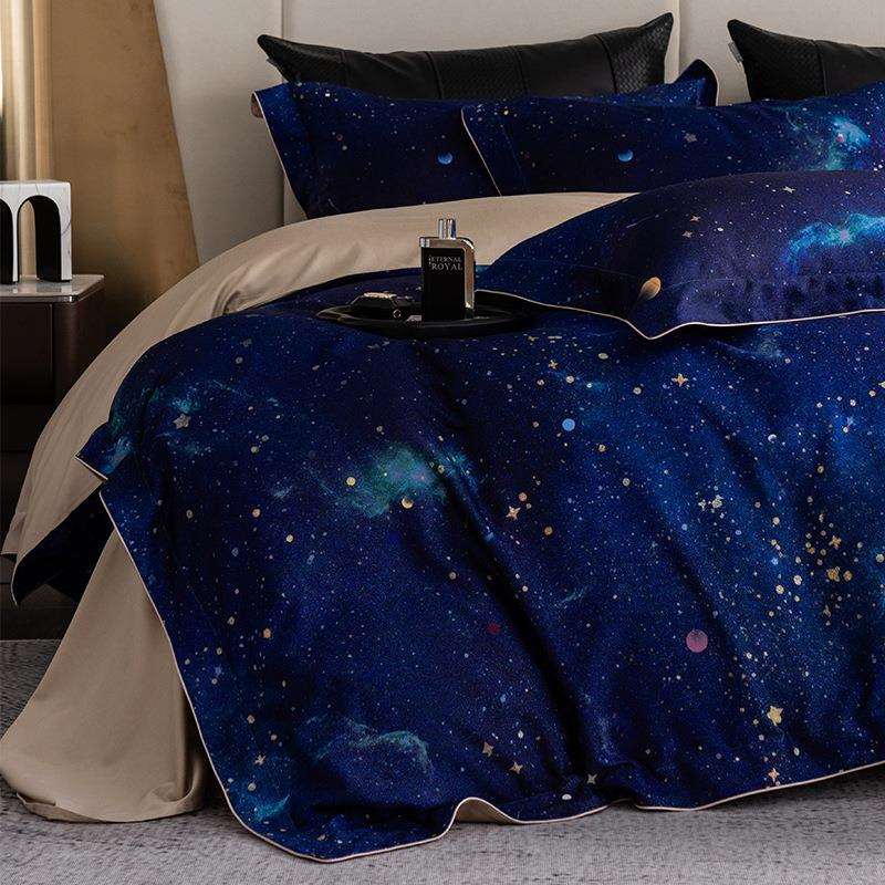 时尚星空高奢天丝棉磨毛四件套超柔加厚被套床单高端秋冬床上用品