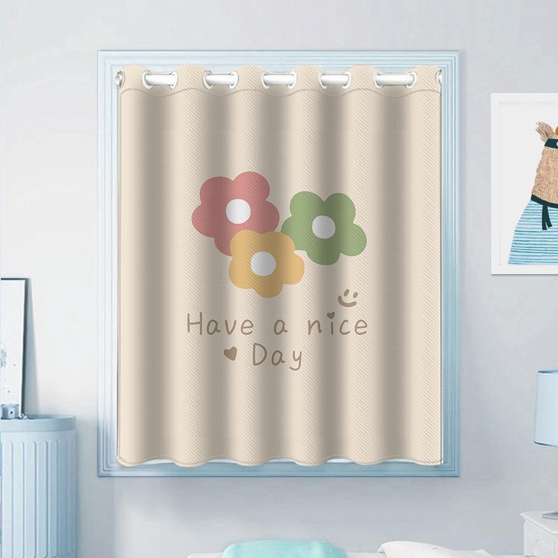 免打孔送伸缩杆艺术花极简数码印花窗帘门帘短帘学生宿舍