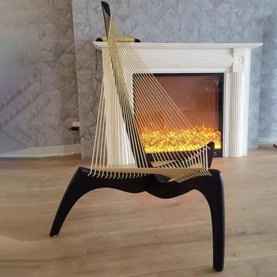 凯撒布兰卡北欧实木竖琴椅艺术创意民宿玄关躺椅帆船椅子北欧风