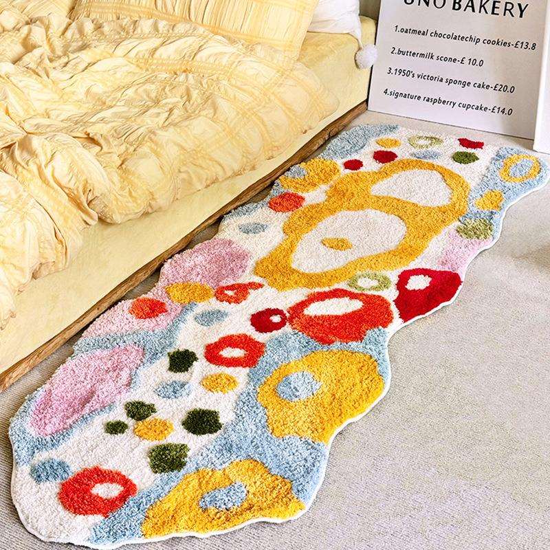 可爱缤纷色彩簇绒植绒地毯家用客厅全铺地毯卧室少女隔凉床边地毯
